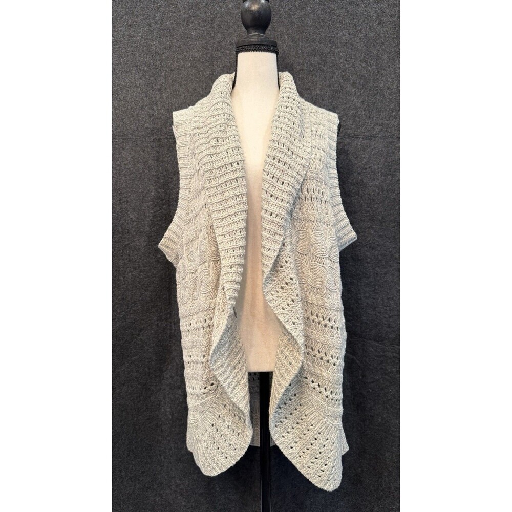 Knitted Sweater Cardigan Sleeveless Open Kimono Style 1X Gray Open Knitβ
